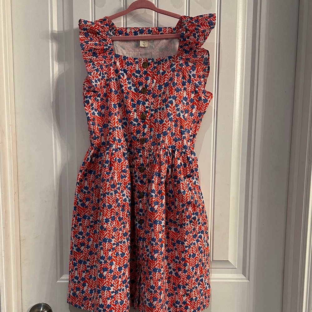 Crewcuts Red and Blue Floral Kids Dress